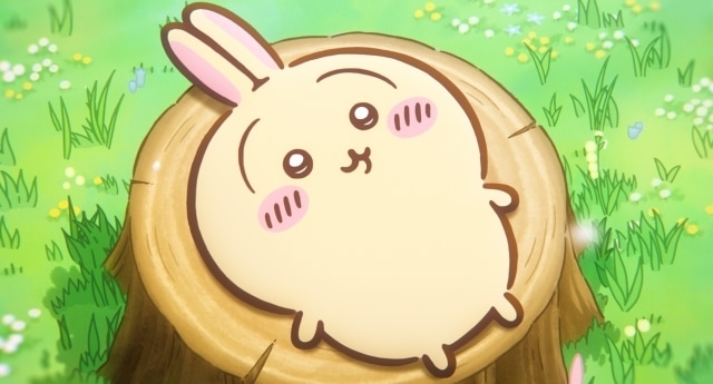 ちいかわ うさぎの木の切り株に座るちいかわキャラクターのイラストカット