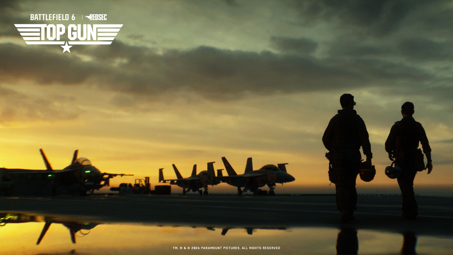 バトルフィールド6&times;トップガンコラボの空母デッキと戦闘機の公式ビジュアル