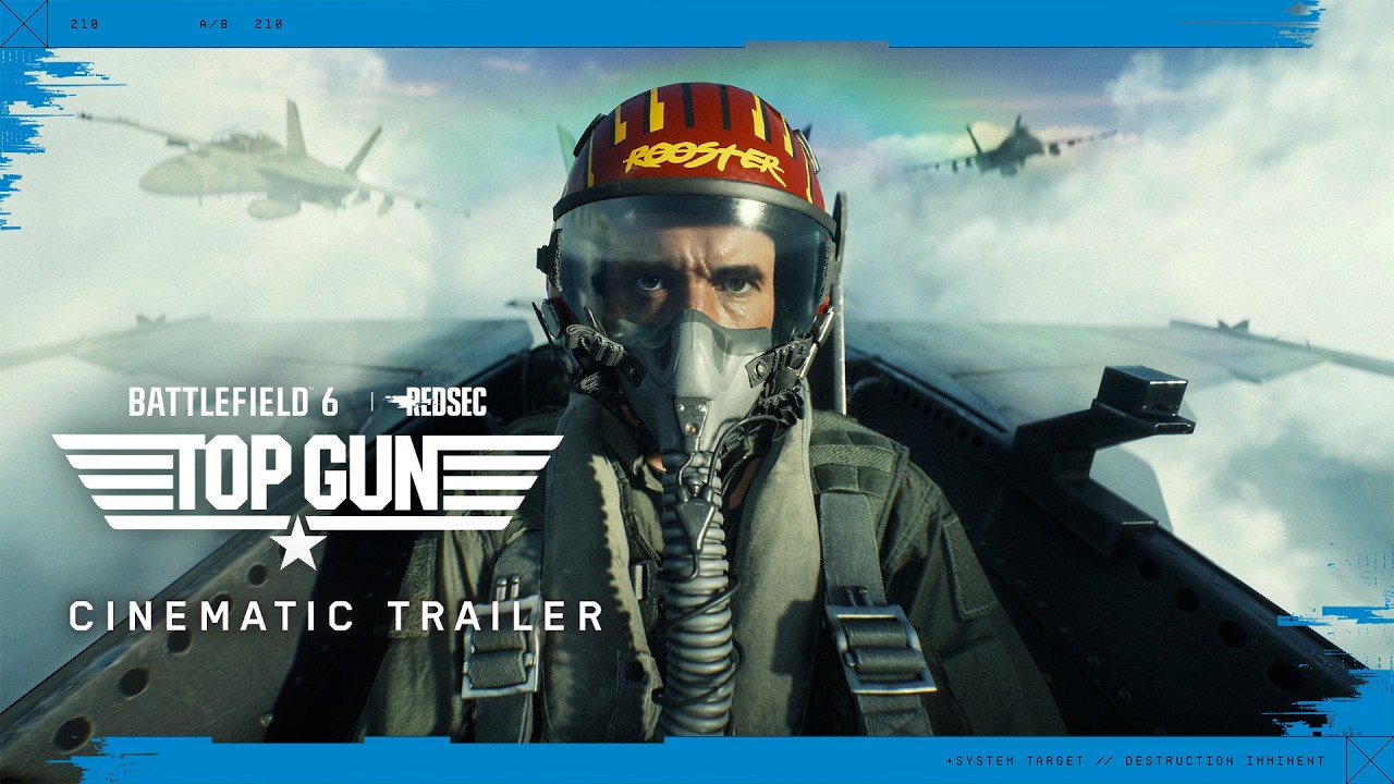バトルフィールド6&times;トップガンのキャラクター、ルースターが戦闘機コックピットに搭乗する公式トレーラー画像