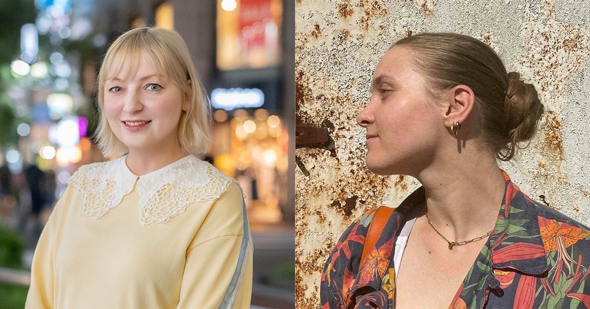 ロシア出身声優ジェーニャさん(左)とフランス出身アニメーターのポートレート写真(右)