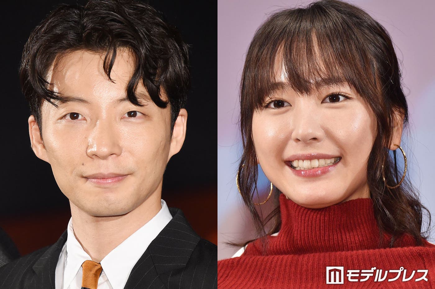 第一子誕生を報告した星野源と妻・新垣結衣の顔写真（モデルプレス掲載）