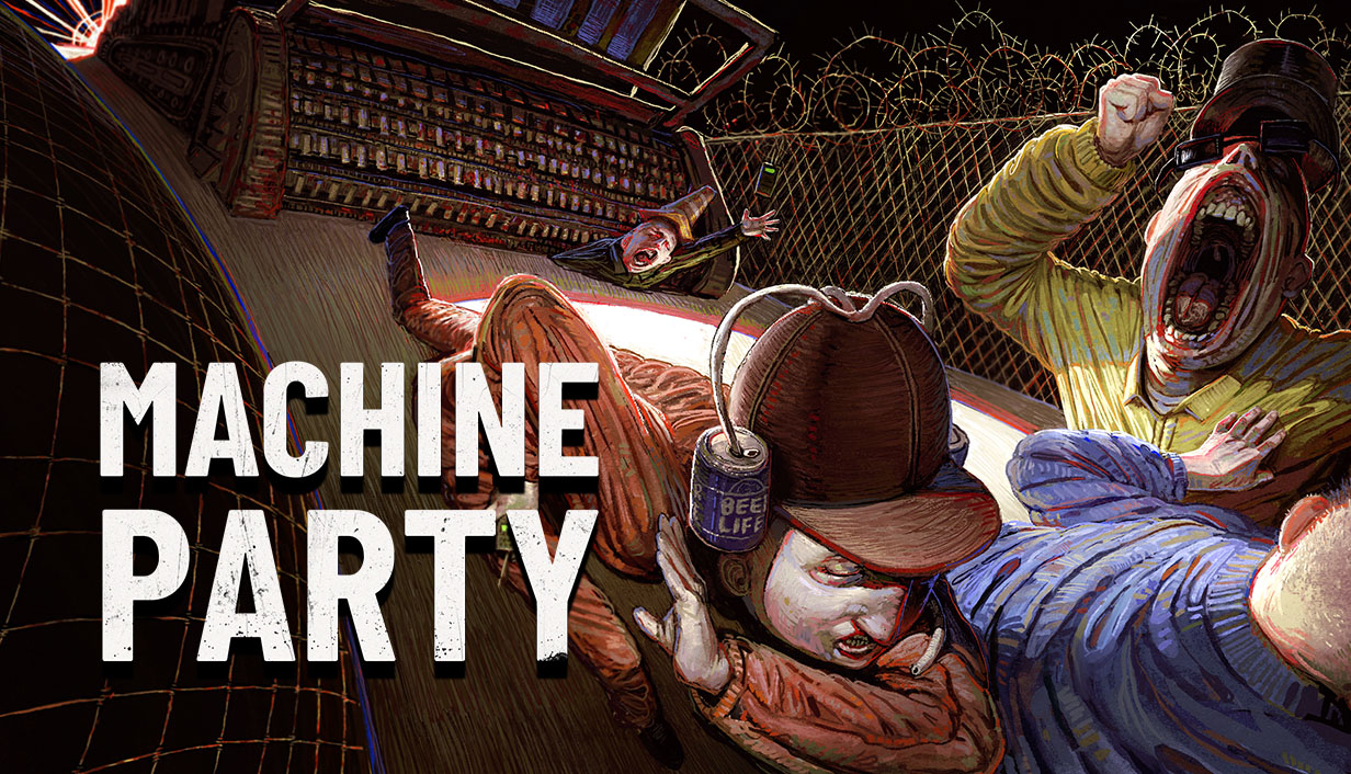 デスゲーム系パーティゲーム「Machine Party」のキーアート、ド珍組コラボ配信で使われたタイトル