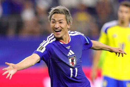 ワールドカップ2026でゴールを喜ぶ日本代表時代の前田大然